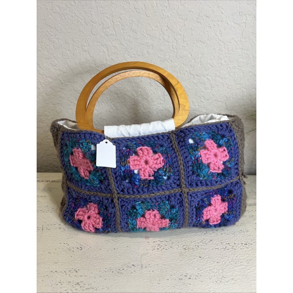 Handcrafted Granny Square CottageCore Crocheted Handbag Purse Boho Chic Artisan